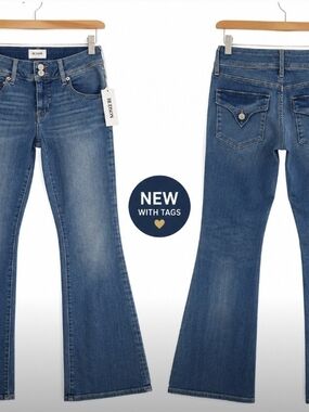Hudson Jeans Medium Blue Flare Wide-Leg Denim